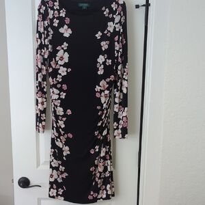 Ralph Lauren Black Dress with Pink Floral Design
